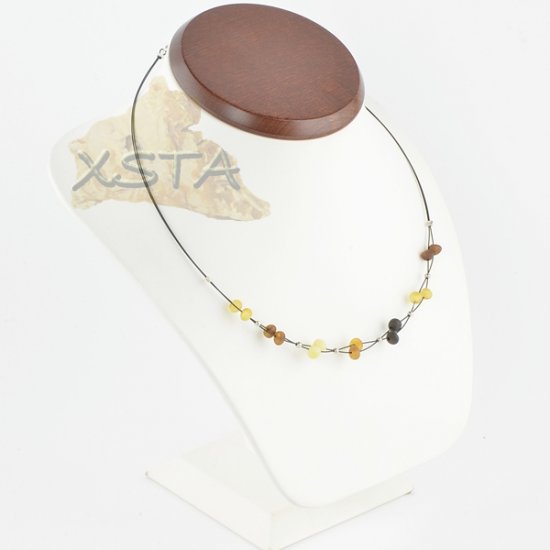 Raw amber necklace baroque with wire